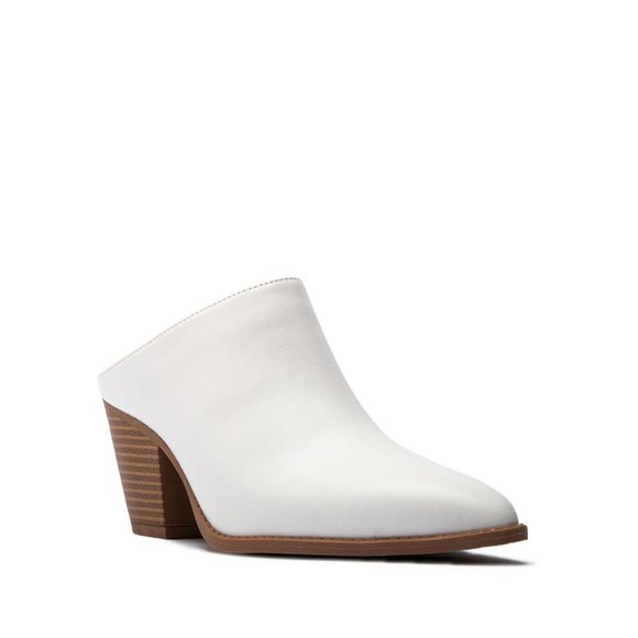 Shoes - Block Heel Pointed-Toe Mules